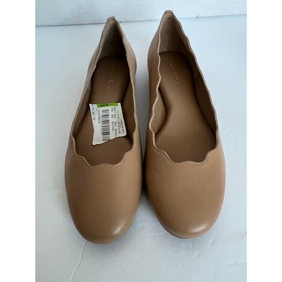 Copper Key Lovely Leather Beige Tan Scalloped Edge Ballet Flat Comfort Shoes 7.5 - Picture 4 of 8